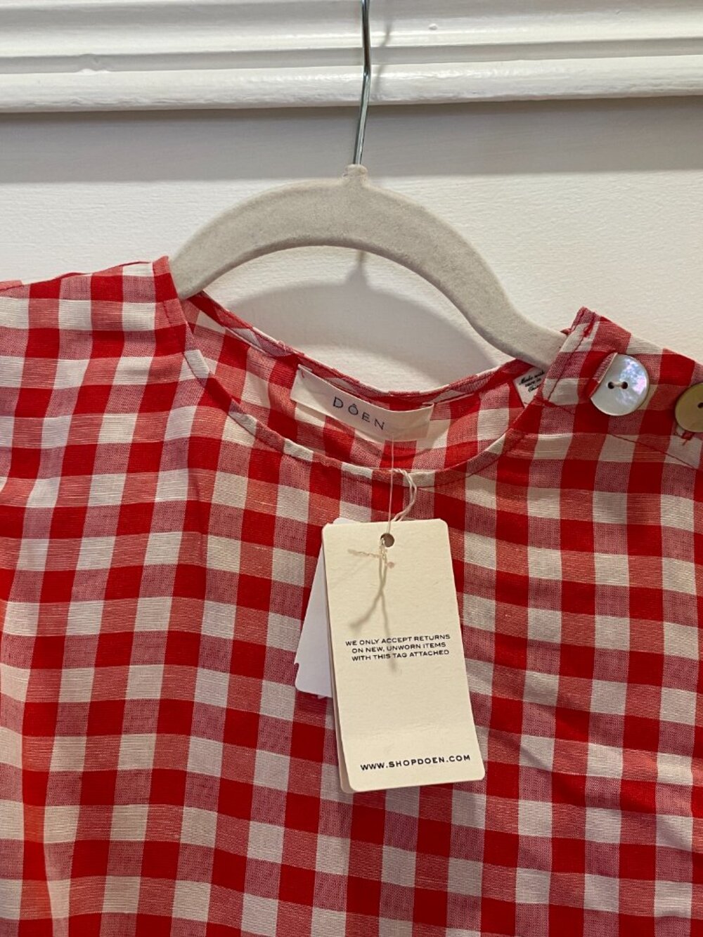 NWT DÔEN Coralie Dress in Scarlet Marilyn Gingham Size 4 - Picture 8 of 10